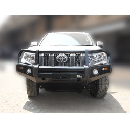 Ironman 4x4 Airbag Compatible Front Black Steel Bull Bar for Toyota Prado KDJ 150R Series 2018+ Come with Fog Lights and Indicators
