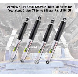 2 Front and 2 Rear Shock Absorber Nitro Gas Suited for Toyota Land Cruiser 79 Series and Nissan Patrol Y61 GU